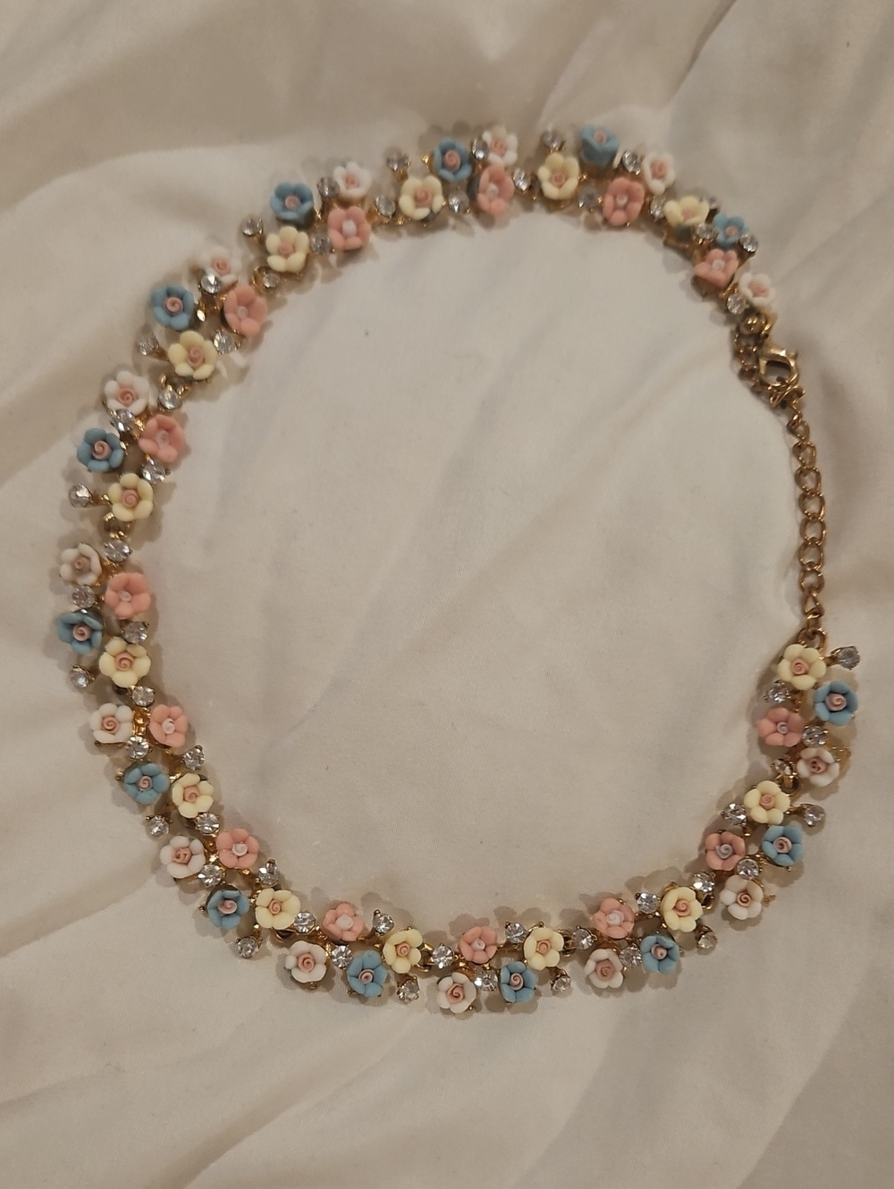 Delicate Pastel Flower Necklace - Gold Chain